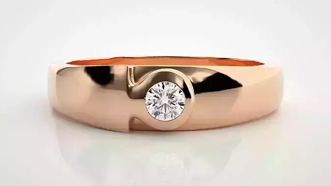 Single diamond Women solitaire ring 3dm stl render detail