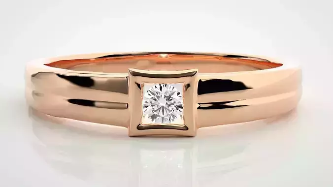 Single diamond Women solitaire ring 3dm stl render detail