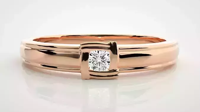 Single diamond Women solitaire ring 3dm stl render detail