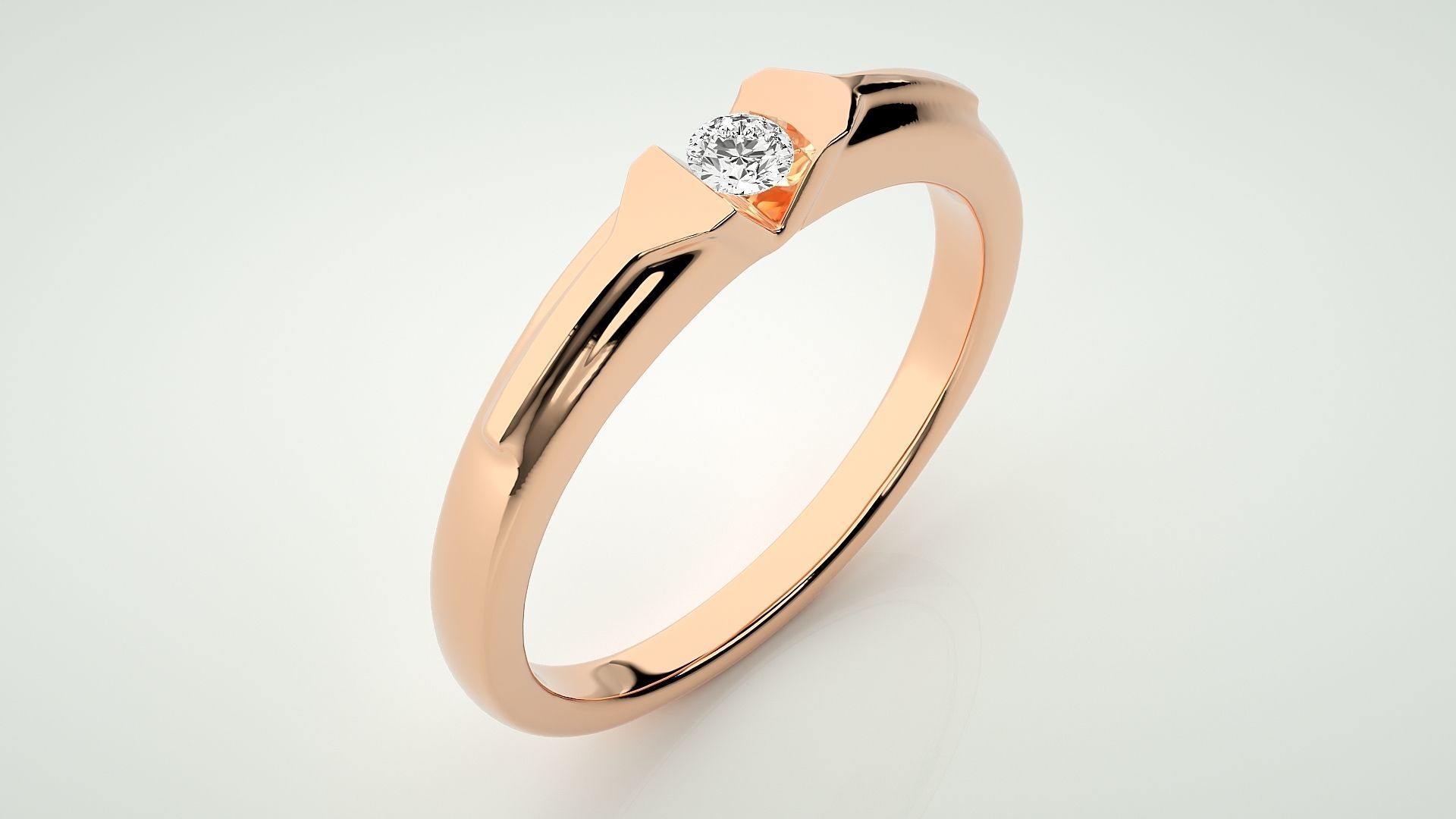 Single diamond Women solitaire ring 3dm stl render detail 3D print model_2