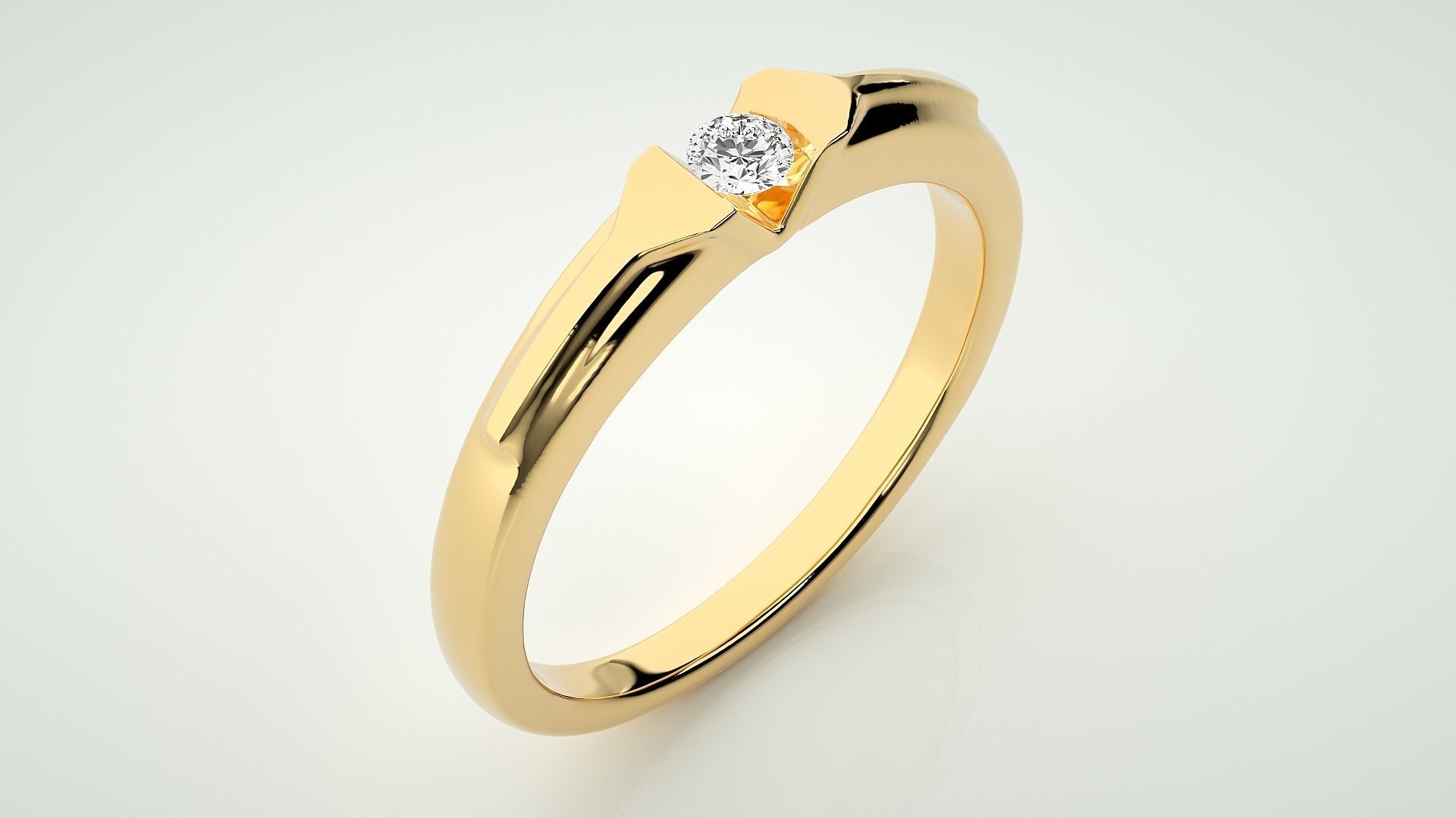 Single diamond Women solitaire ring 3dm stl render detail 3D print model_9