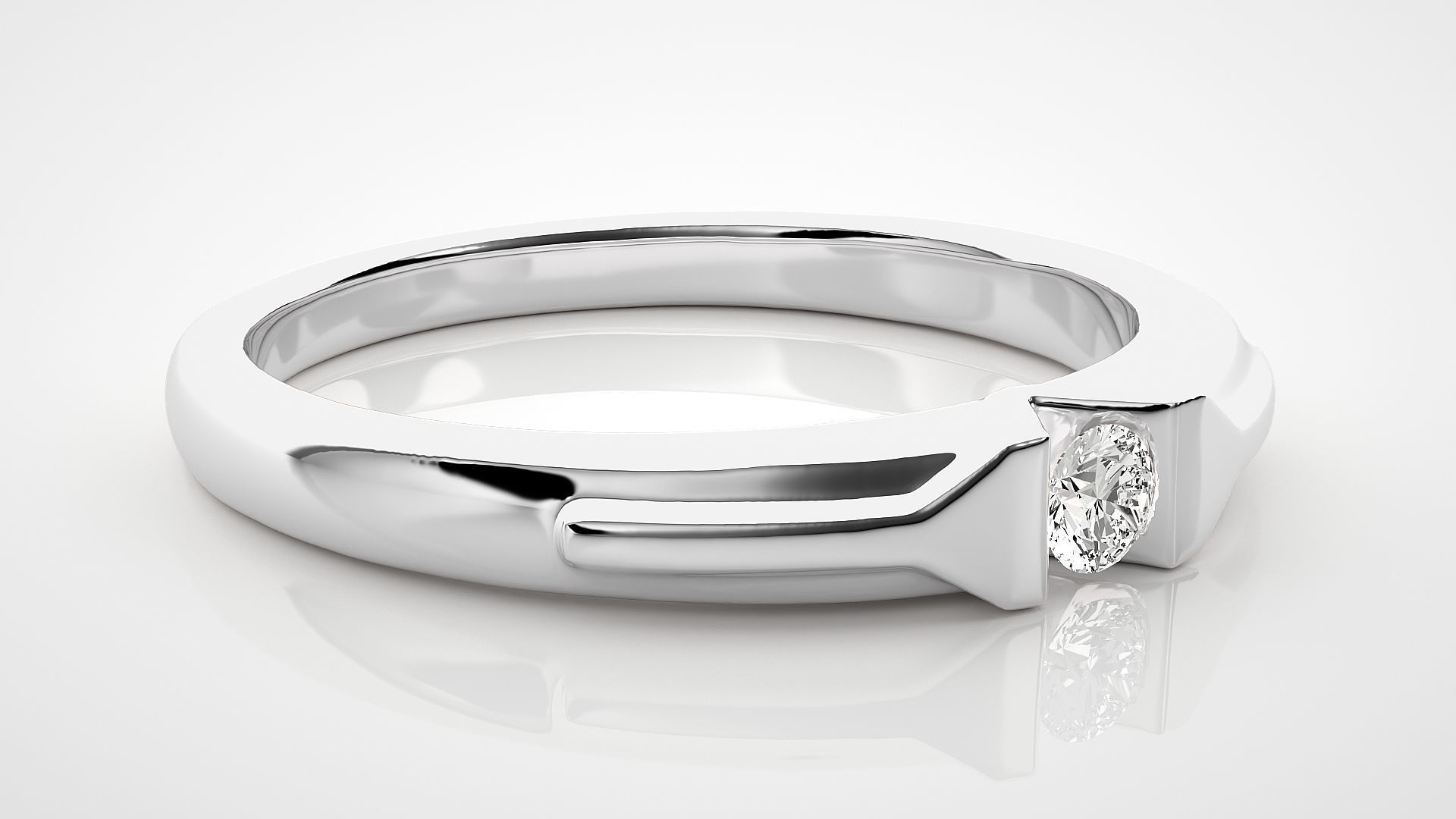 Single diamond Women solitaire ring 3dm stl render detail 3D print model_5