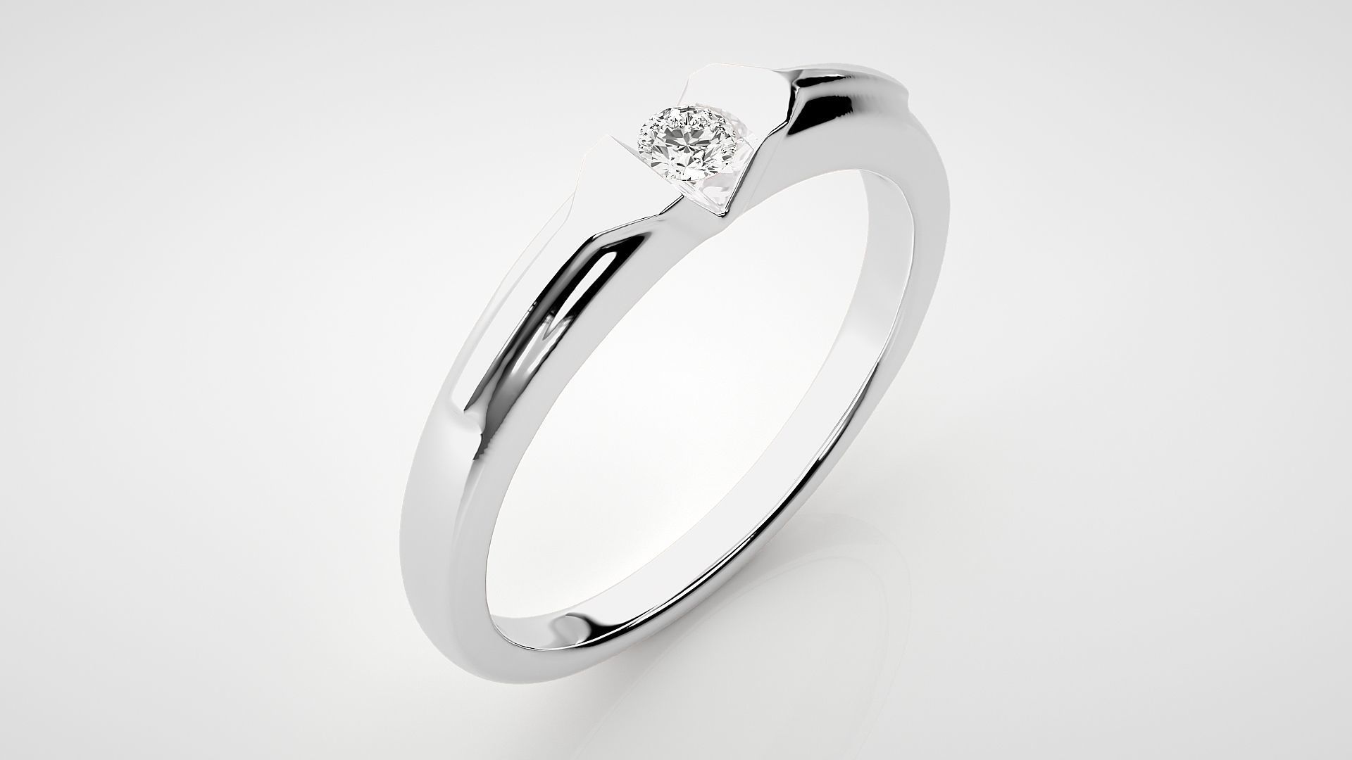 Single diamond Women solitaire ring 3dm stl render detail 3D print model_6