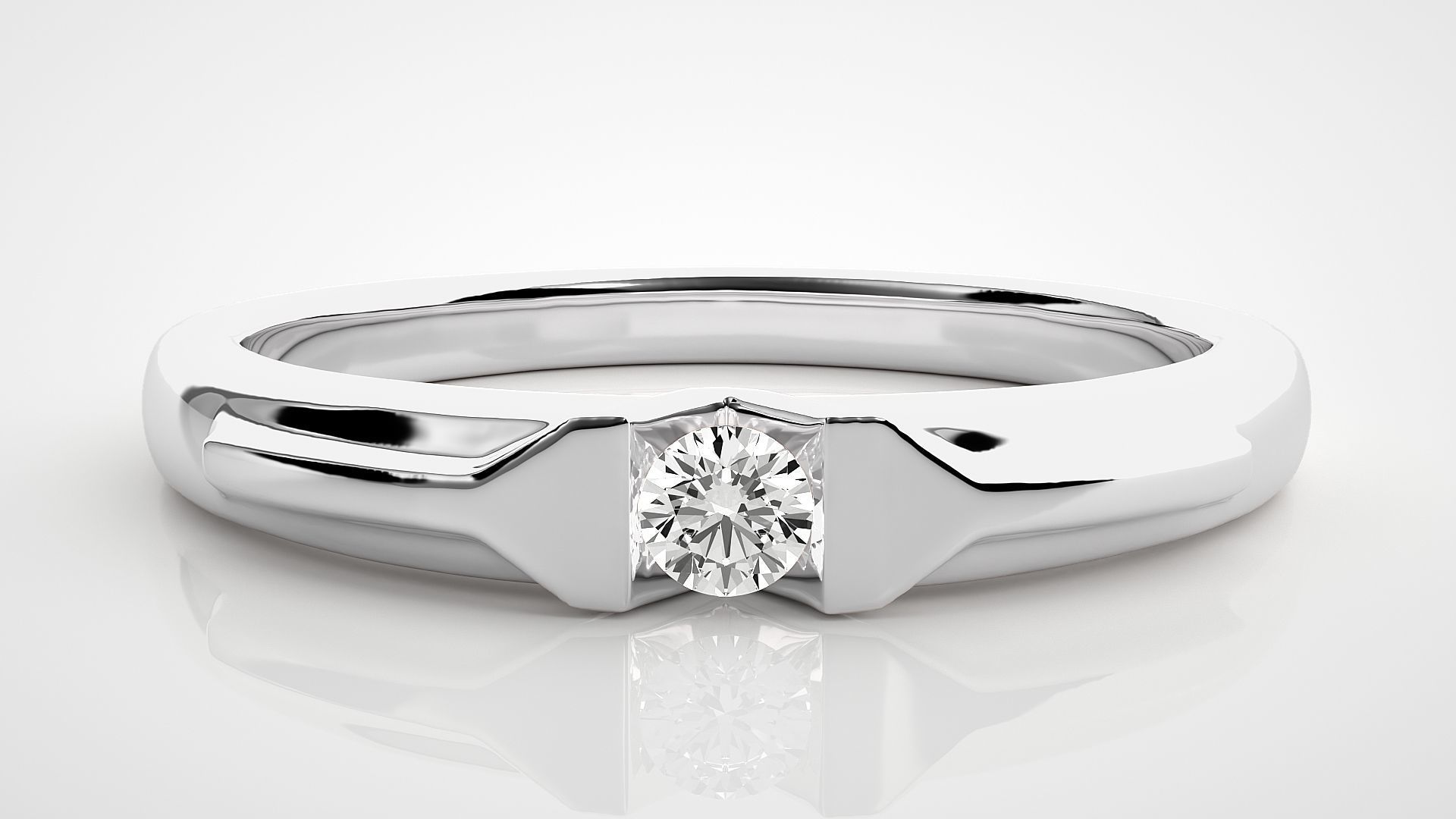 Single diamond Women solitaire ring 3dm stl render detail 3D print model_4