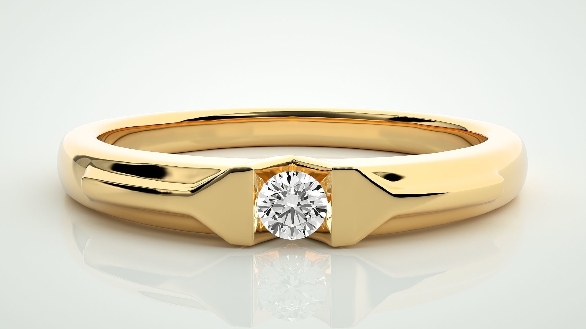 Single diamond Women solitaire ring 3dm stl render detail 3D print model_7
