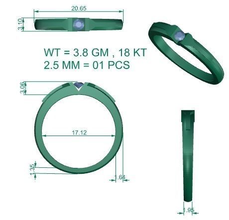 Single diamond Women solitaire ring 3dm stl render detail 3D print model_3
