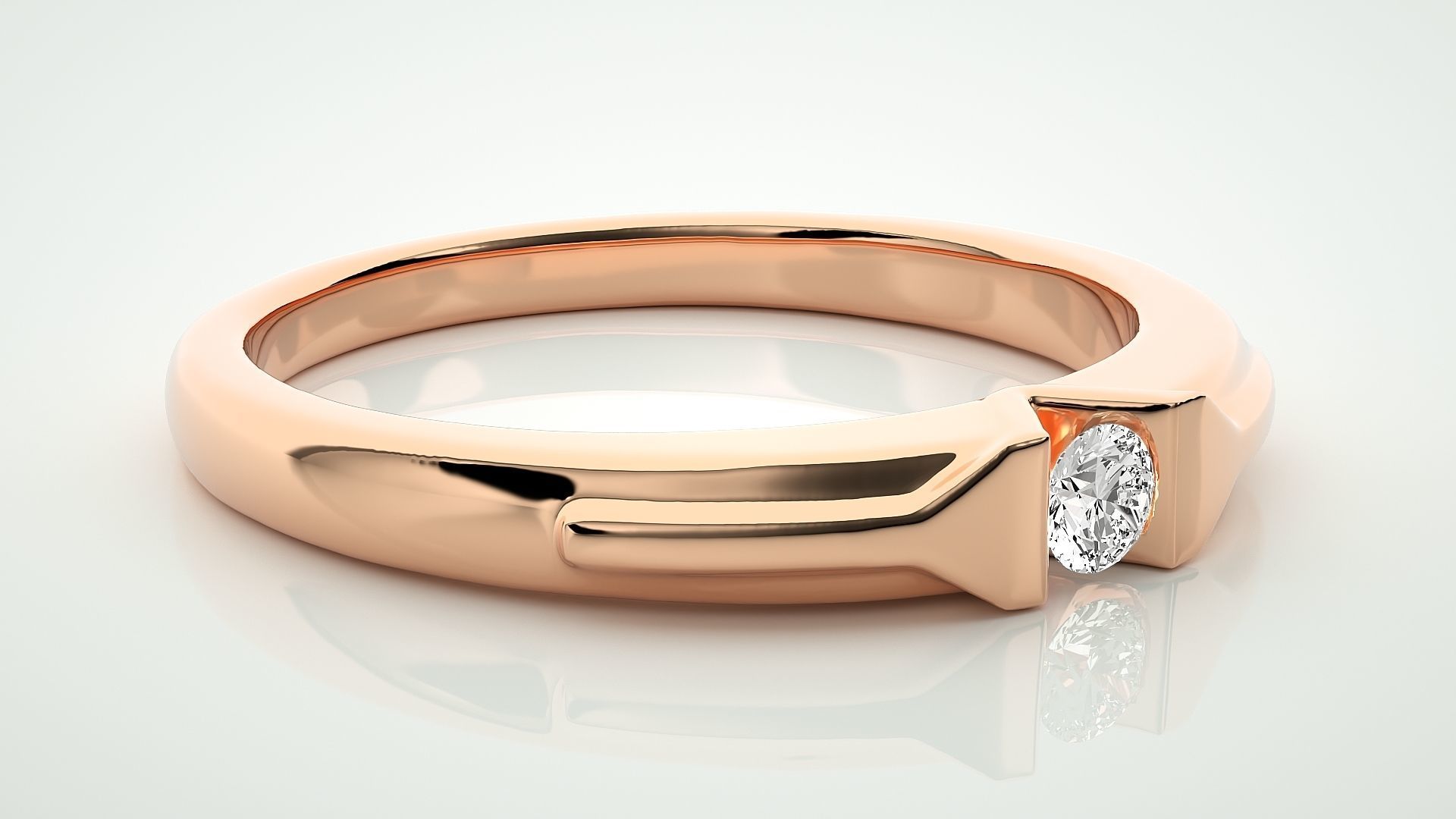 Single diamond Women solitaire ring 3dm stl render detail 3D print model_1