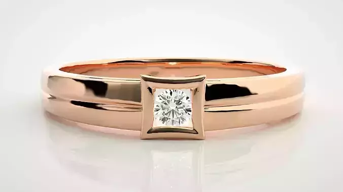 Single diamond Women solitaire ring 3dm stl render detail