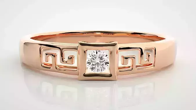 Single diamond Women solitaire ring 3dm stl render detail