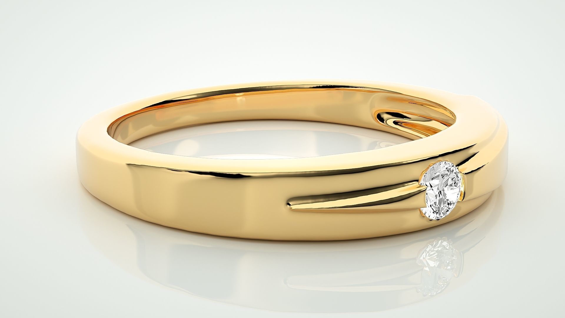 Single diamond Women solitaire ring 3dm stl render detail 3D print model_8