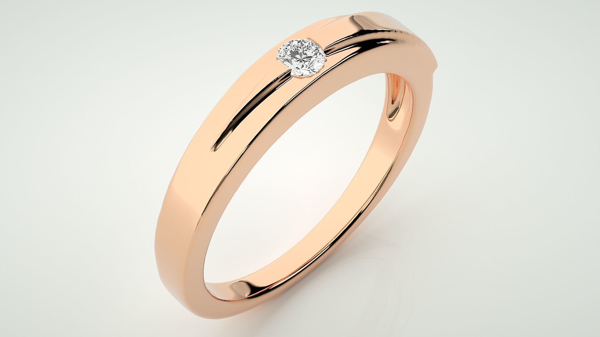 Single diamond Women solitaire ring 3dm stl render detail 3D print model_2