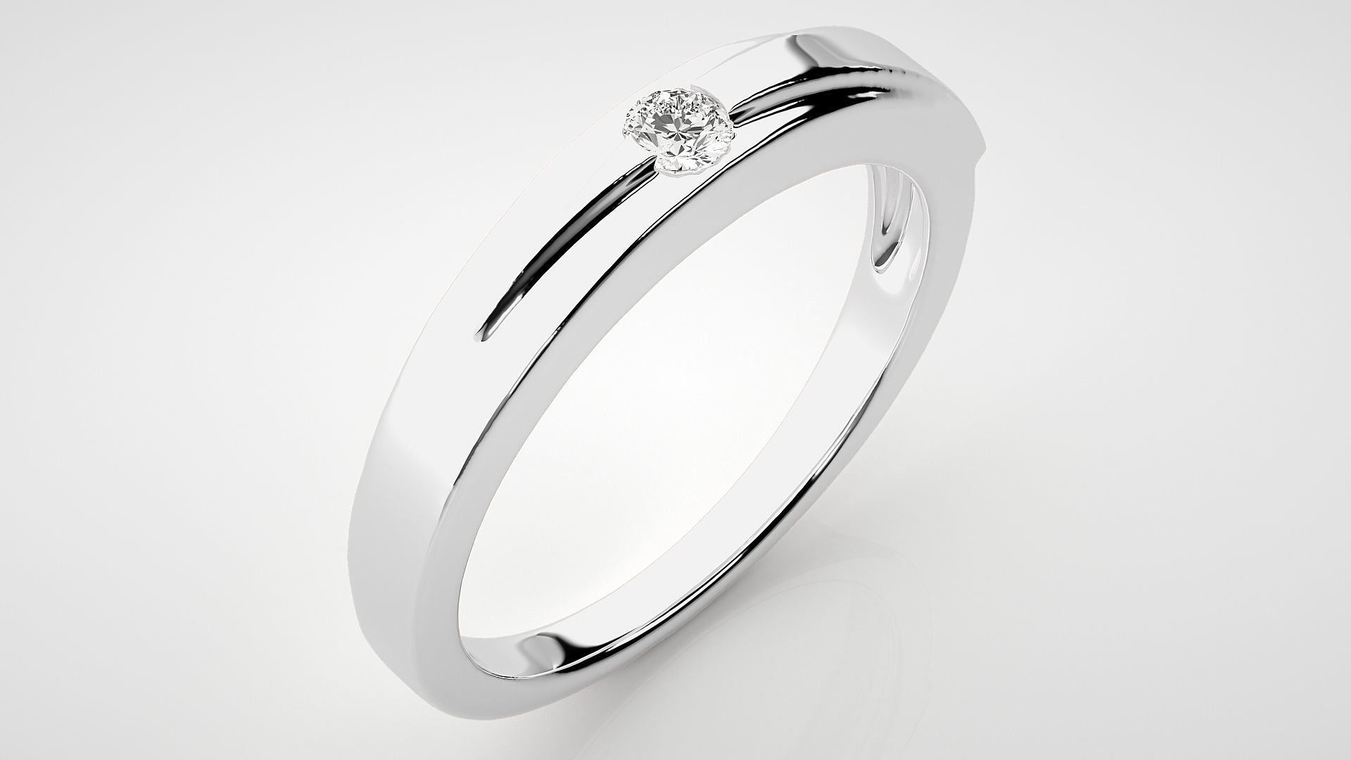 Single diamond Women solitaire ring 3dm stl render detail 3D print model_6