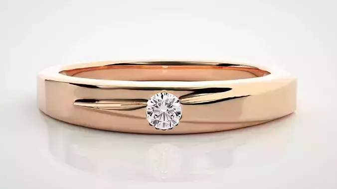 Single diamond Women solitaire ring 3dm stl render detail