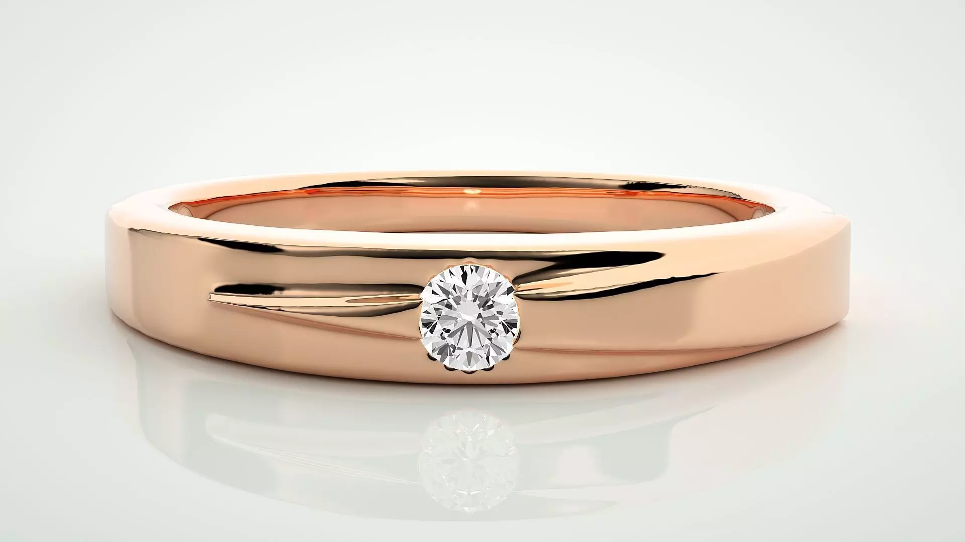 Single diamond Women solitaire ring 3dm stl render detail 3D print model_0