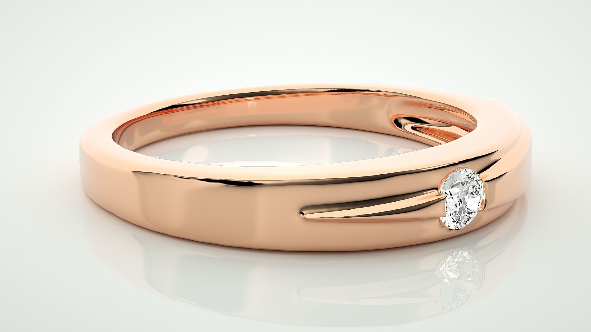 Single diamond Women solitaire ring 3dm stl render detail 3D print model_1
