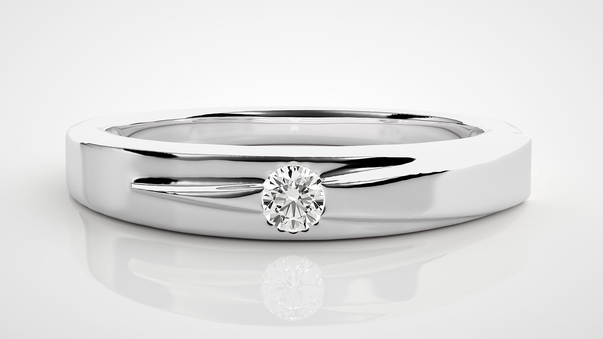 Single diamond Women solitaire ring 3dm stl render detail 3D print model_4