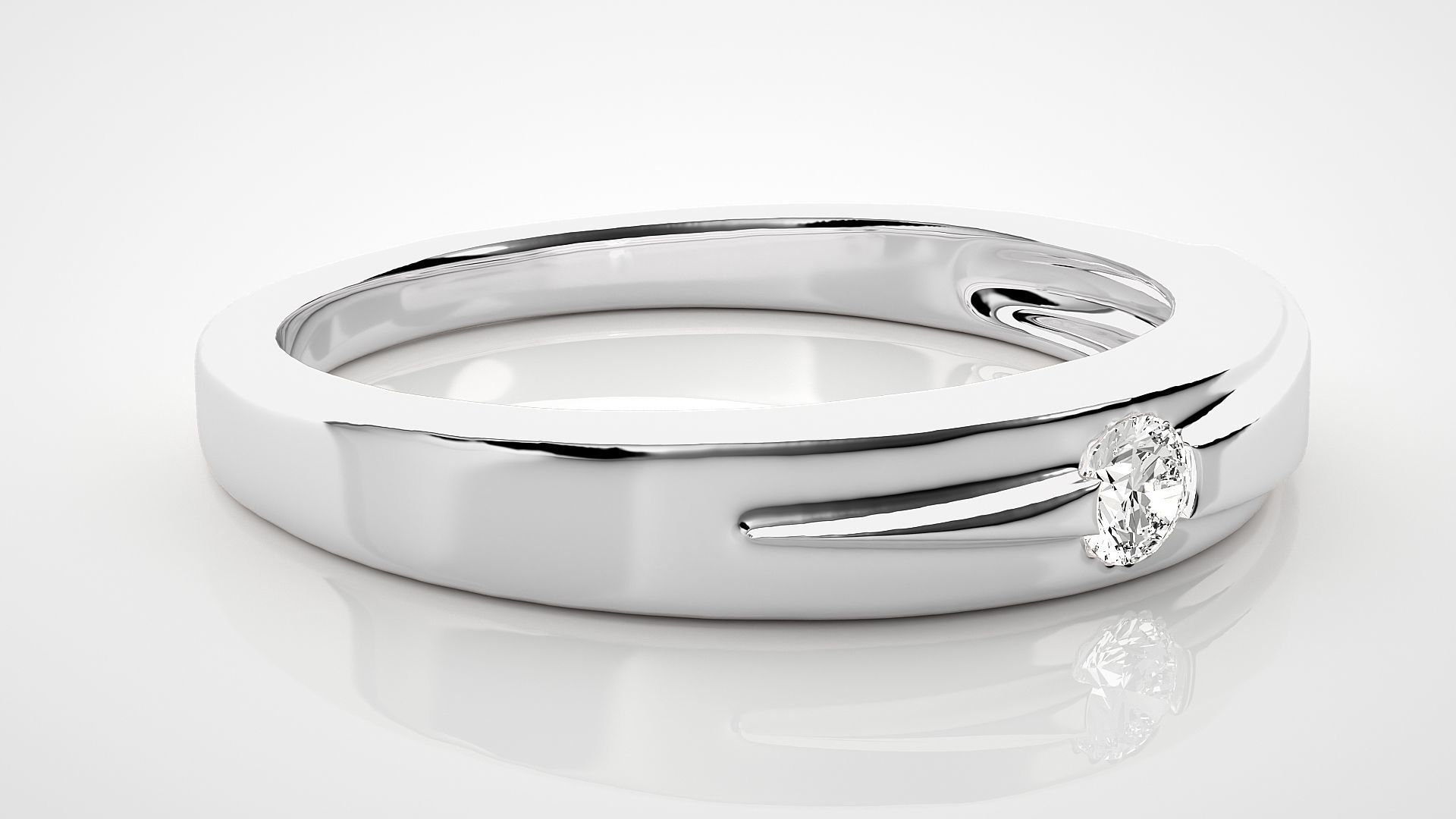 Single diamond Women solitaire ring 3dm stl render detail 3D print model_5