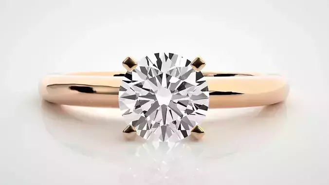 Single diamond Women solitaire ring 3dm stl render detail