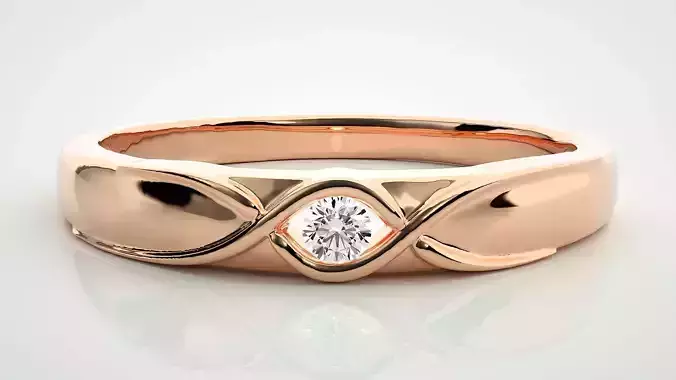 Single diamond Women solitaire ring 3dm stl render detail