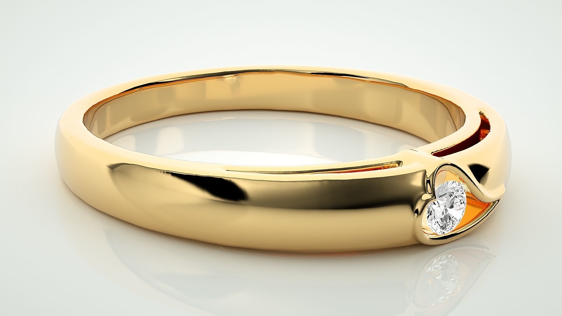 Single diamond Heart Women solitaire ring 3dm stl render detail 3D print model_8