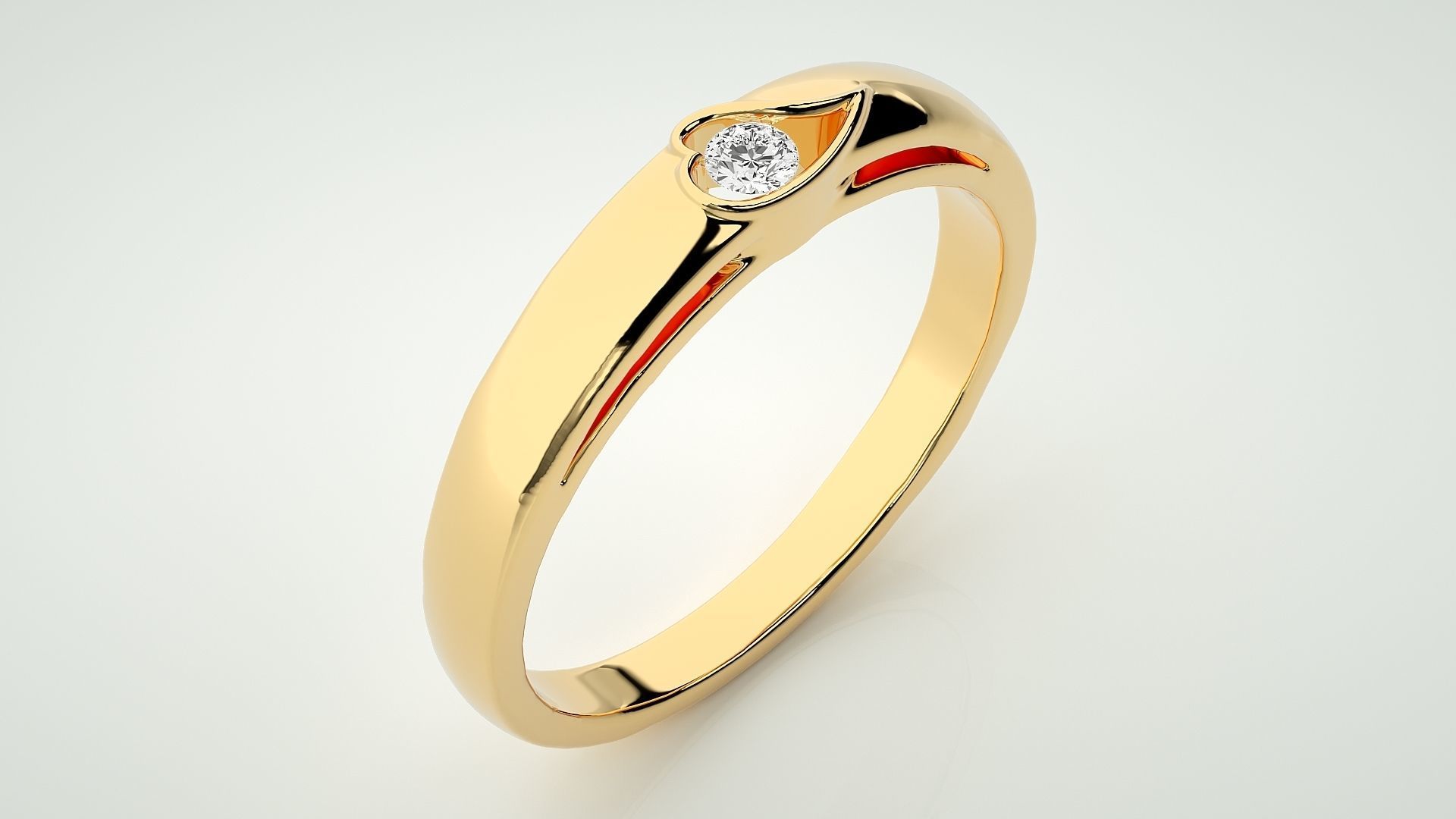 Single diamond Heart Women solitaire ring 3dm stl render detail 3D print model_9