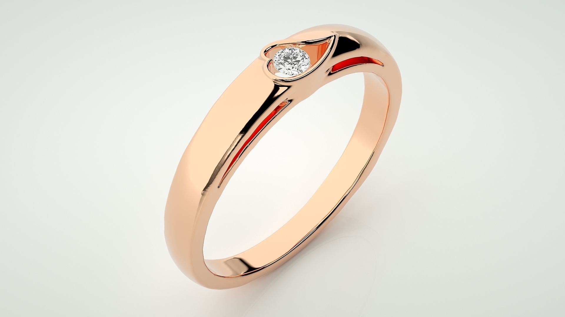 Single diamond Heart Women solitaire ring 3dm stl render detail 3D print model_2