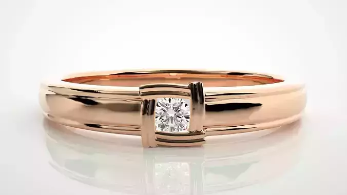 Single diamond Women solitaire ring 3dm stl render detail