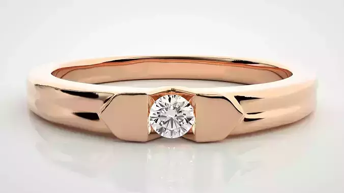 Single diamond Women solitaire ring 3dm stl render detail