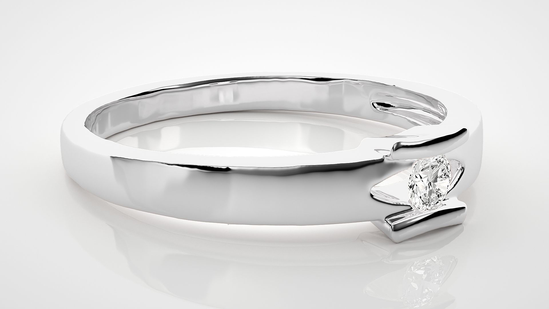 Single diamond Women solitaire ring 3dm stl render detail 3D print model_5