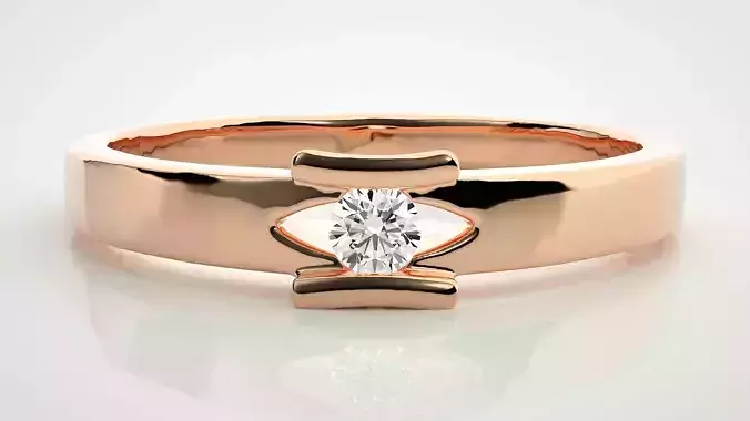 Single diamond Women solitaire ring 3dm stl render detail