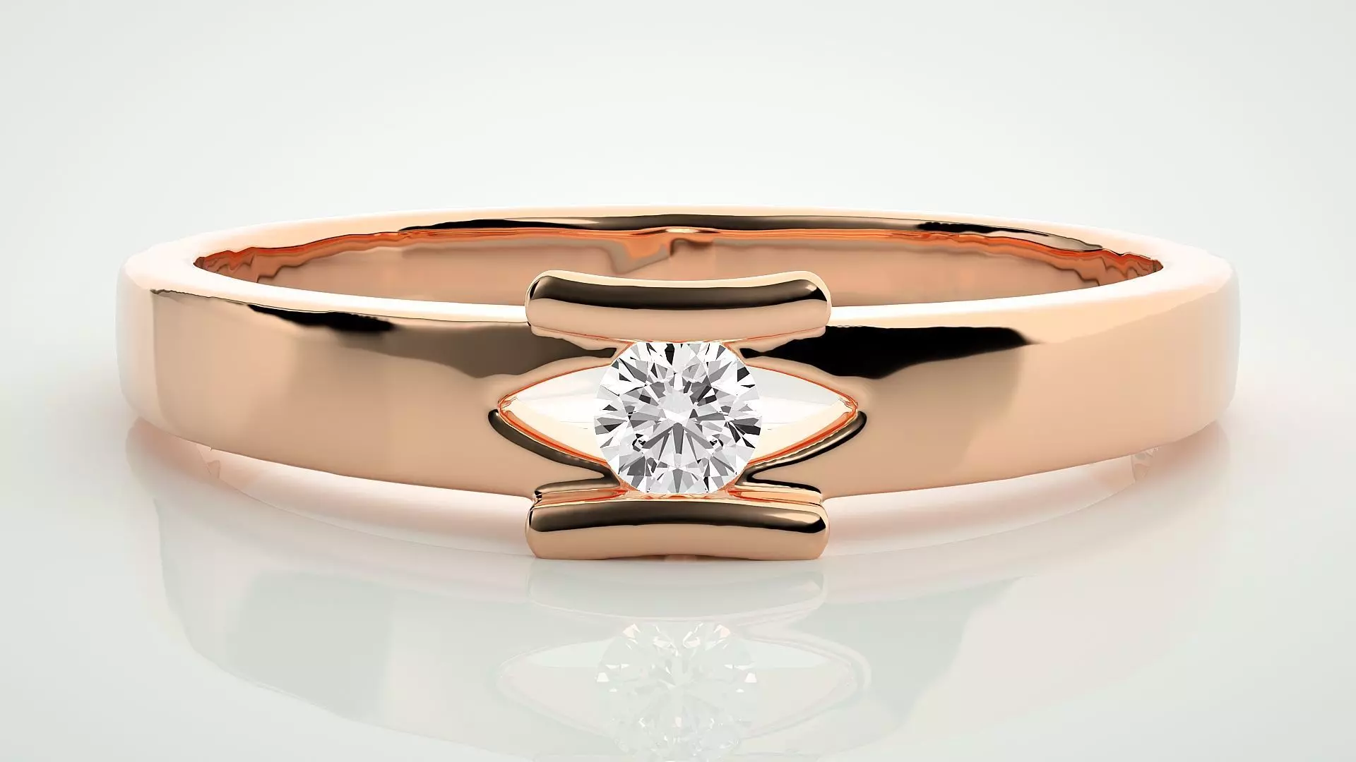 Single diamond Women solitaire ring 3dm stl render detail 3D print model_0