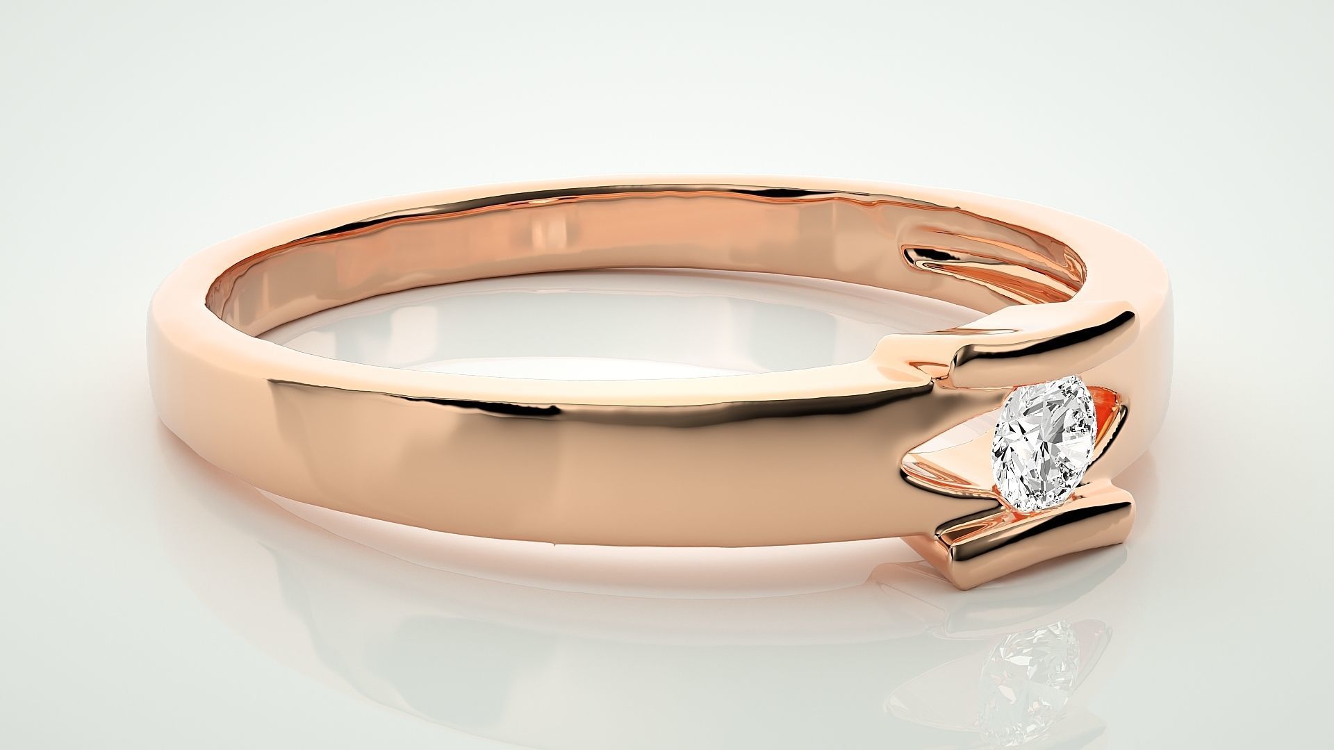 Single diamond Women solitaire ring 3dm stl render detail 3D print model_1