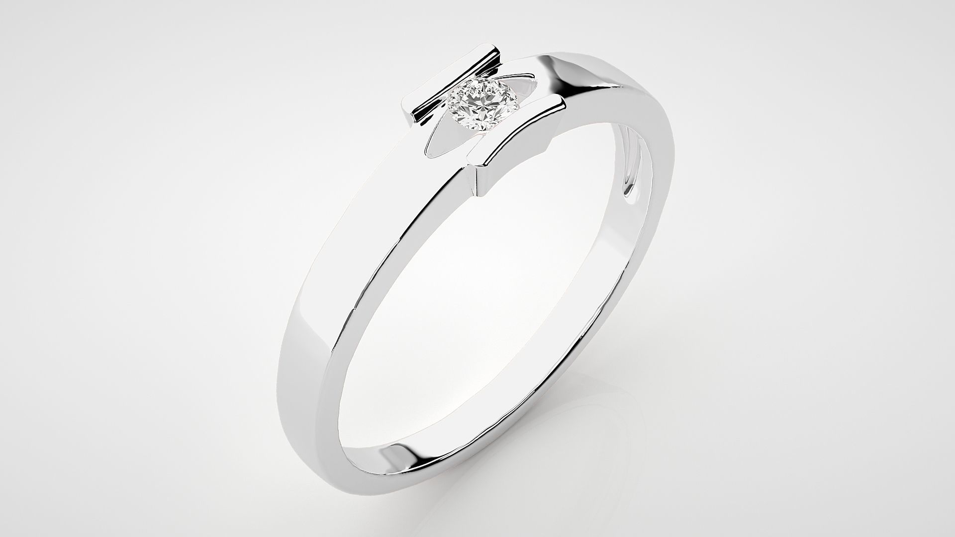 Single diamond Women solitaire ring 3dm stl render detail 3D print model_6