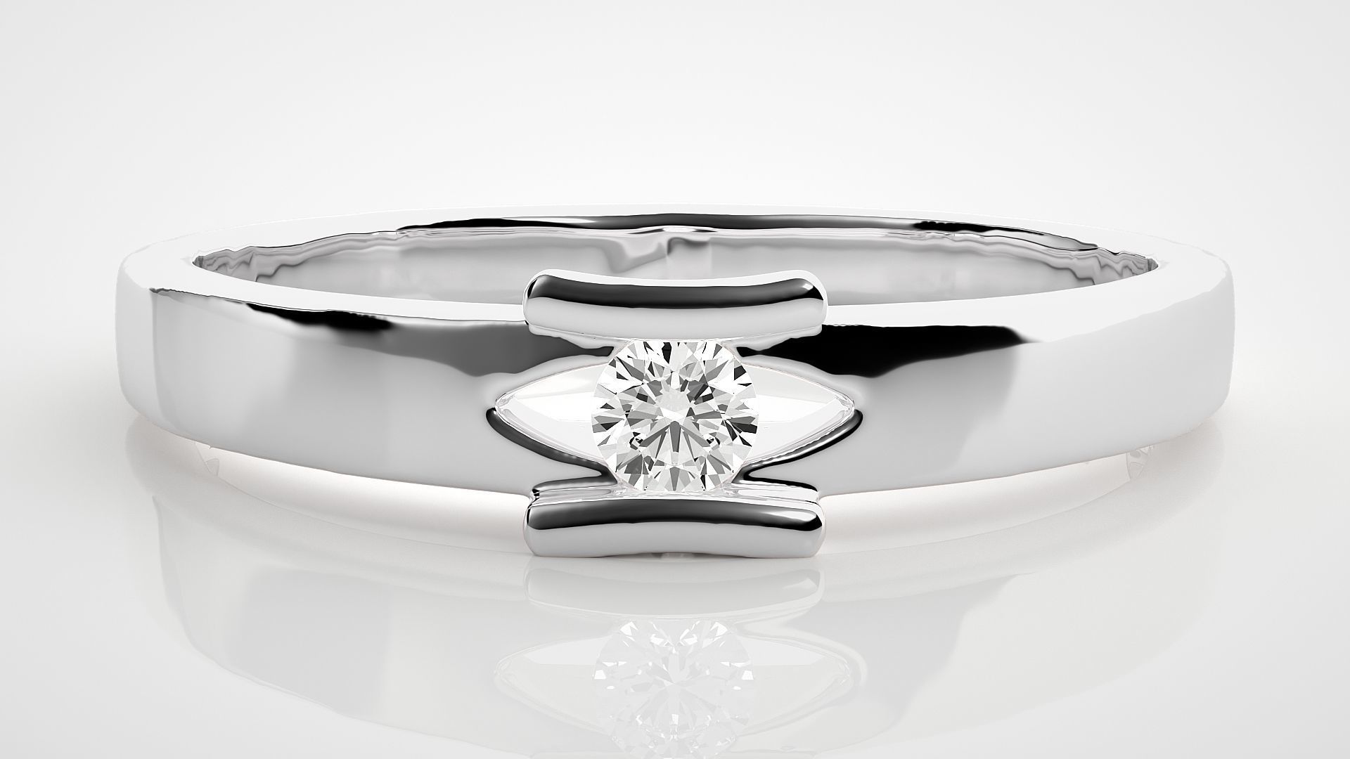 Single diamond Women solitaire ring 3dm stl render detail 3D print model_4