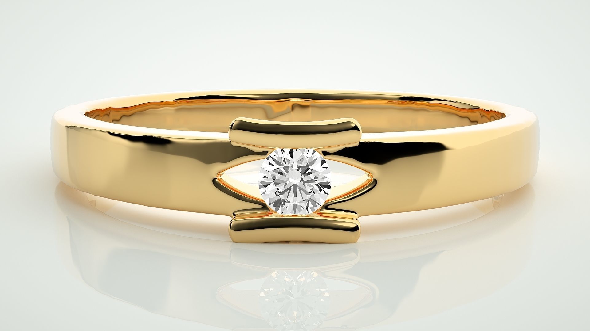 Single diamond Women solitaire ring 3dm stl render detail 3D print model_7