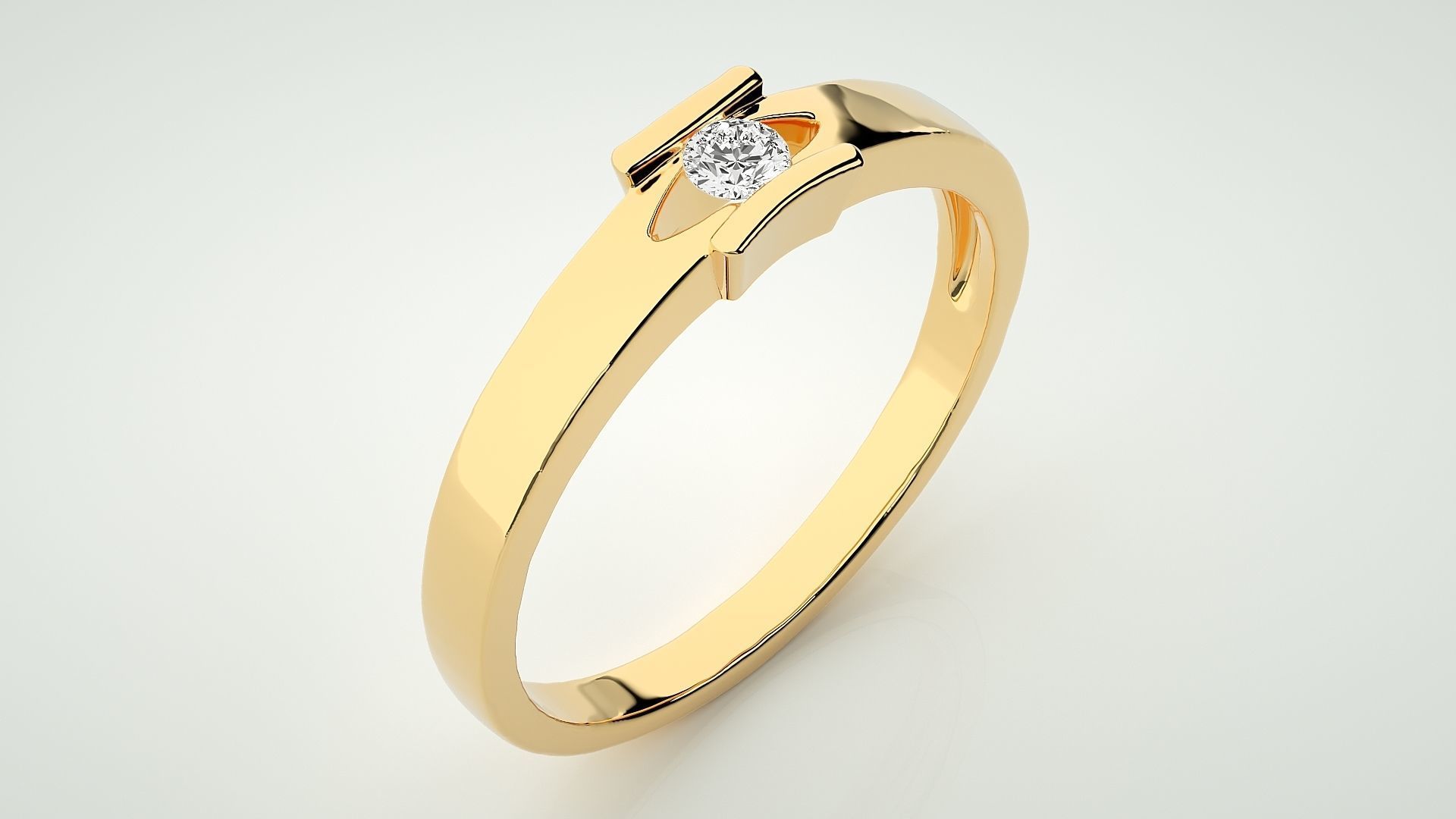 Single diamond Women solitaire ring 3dm stl render detail 3D print model_9