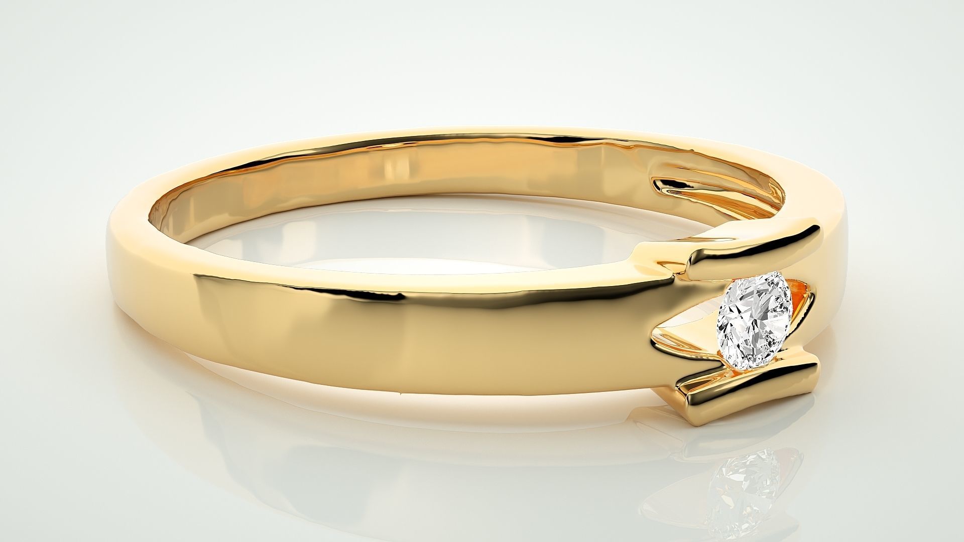 Single diamond Women solitaire ring 3dm stl render detail 3D print model_8
