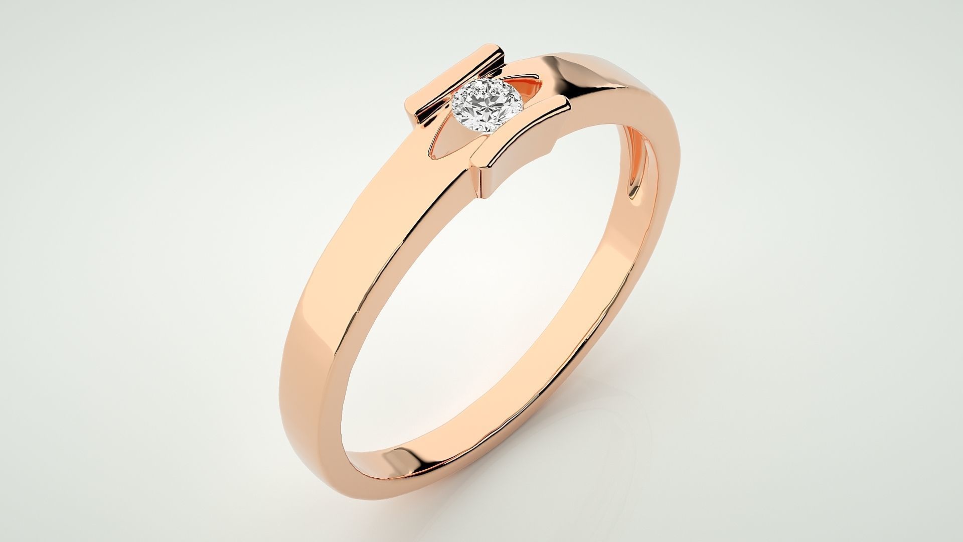 Single diamond Women solitaire ring 3dm stl render detail 3D print model_2