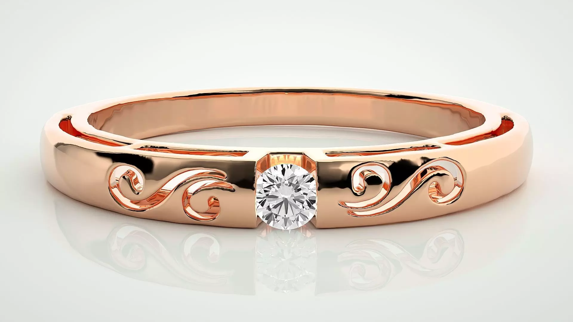 Single diamond Women solitaire ring 3dm stl render detail 3D print model