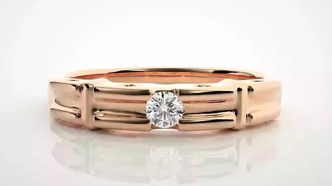 Single diamond Women solitaire ring 3dm stl render detail