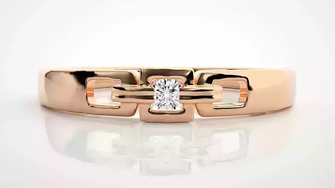 Single diamond Women solitaire ring 3dm stl render detail