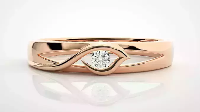 Single diamond Women solitaire ring 3dm stl render detail