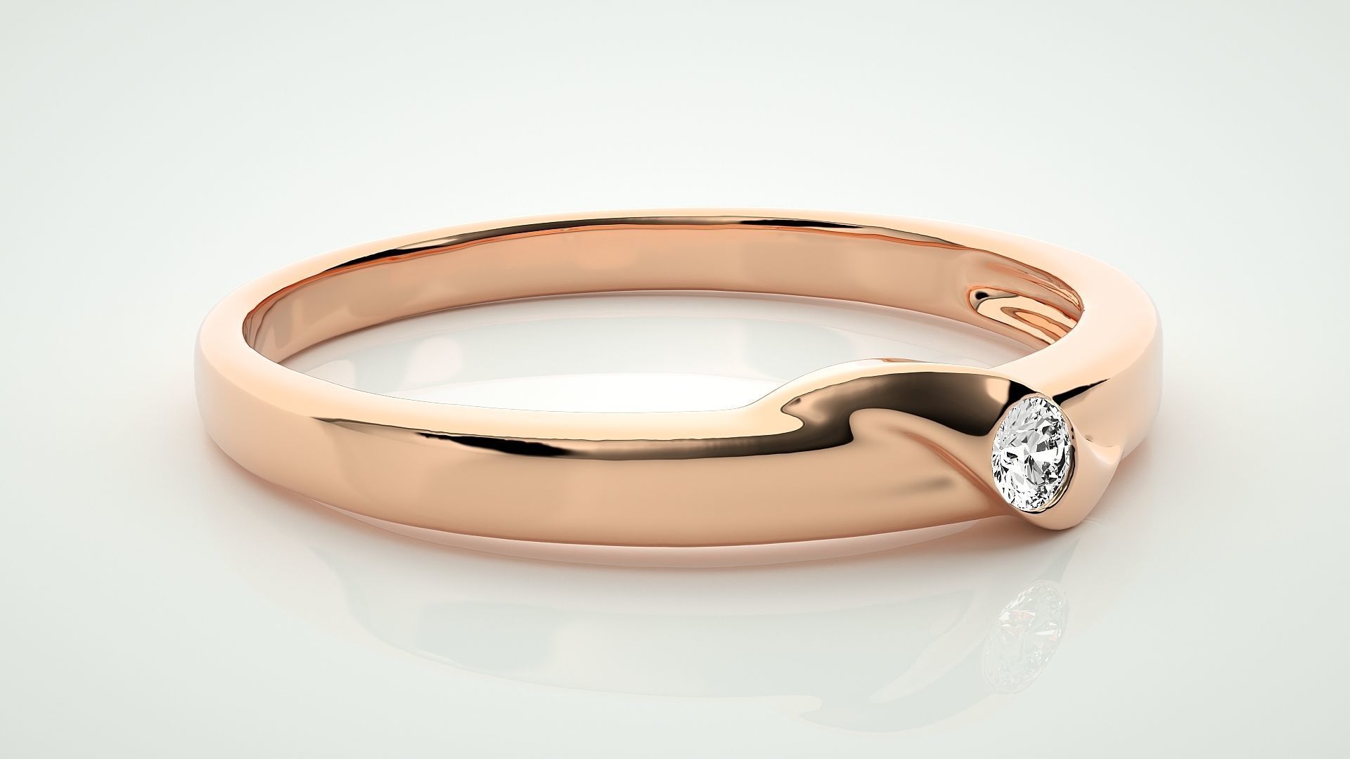 Single diamond Women solitaire ring 3dm stl render detail 3D print model_1