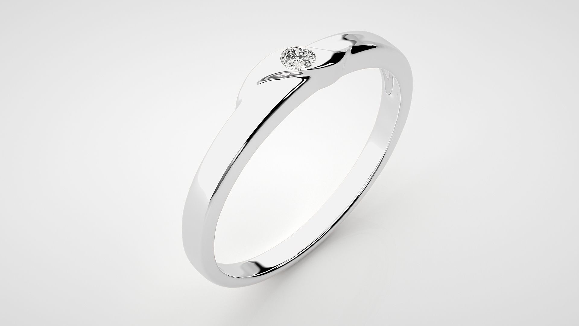 Single diamond Women solitaire ring 3dm stl render detail 3D print model_6