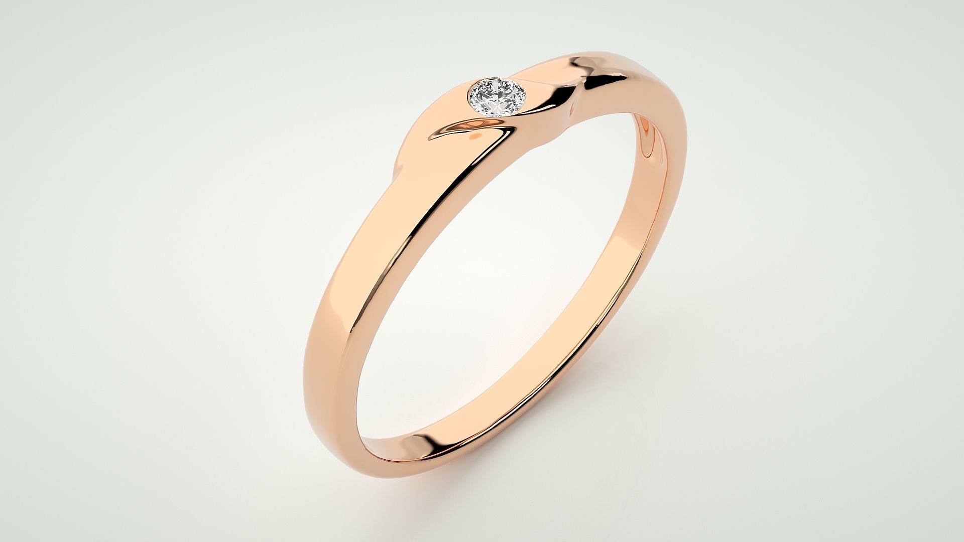 Single diamond Women solitaire ring 3dm stl render detail 3D print model_2