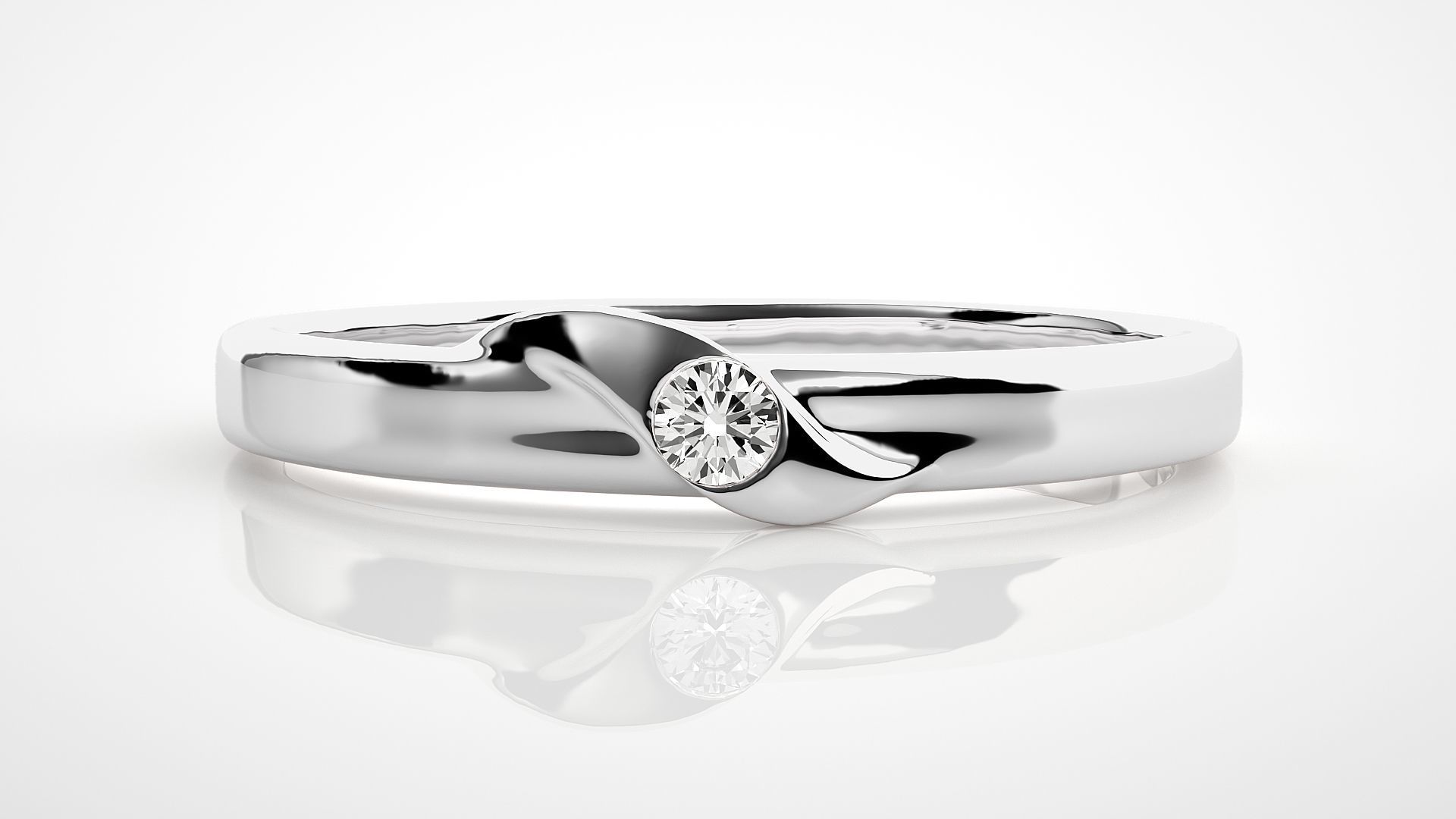 Single diamond Women solitaire ring 3dm stl render detail 3D print model_4