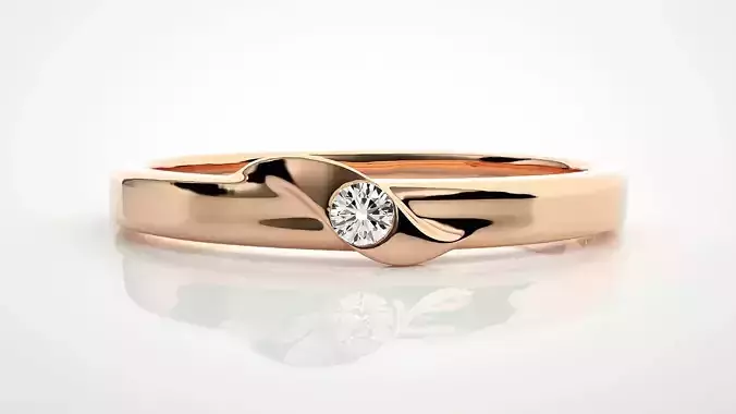 Single diamond Women solitaire ring 3dm stl render detail