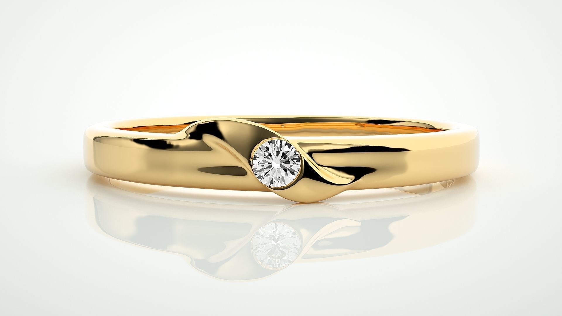 Single diamond Women solitaire ring 3dm stl render detail 3D print model_7