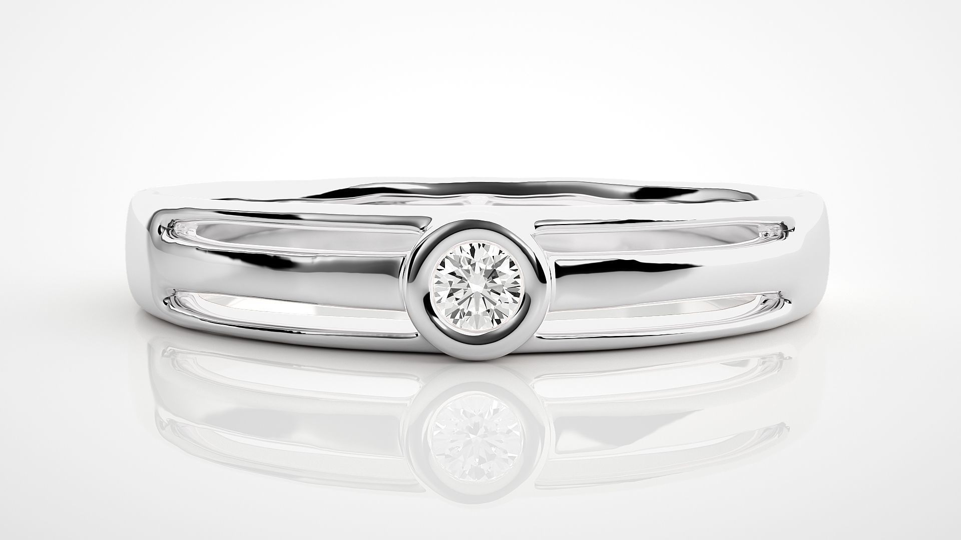 Single diamond Women solitaire ring 3dm stl render detail 3D print model_4