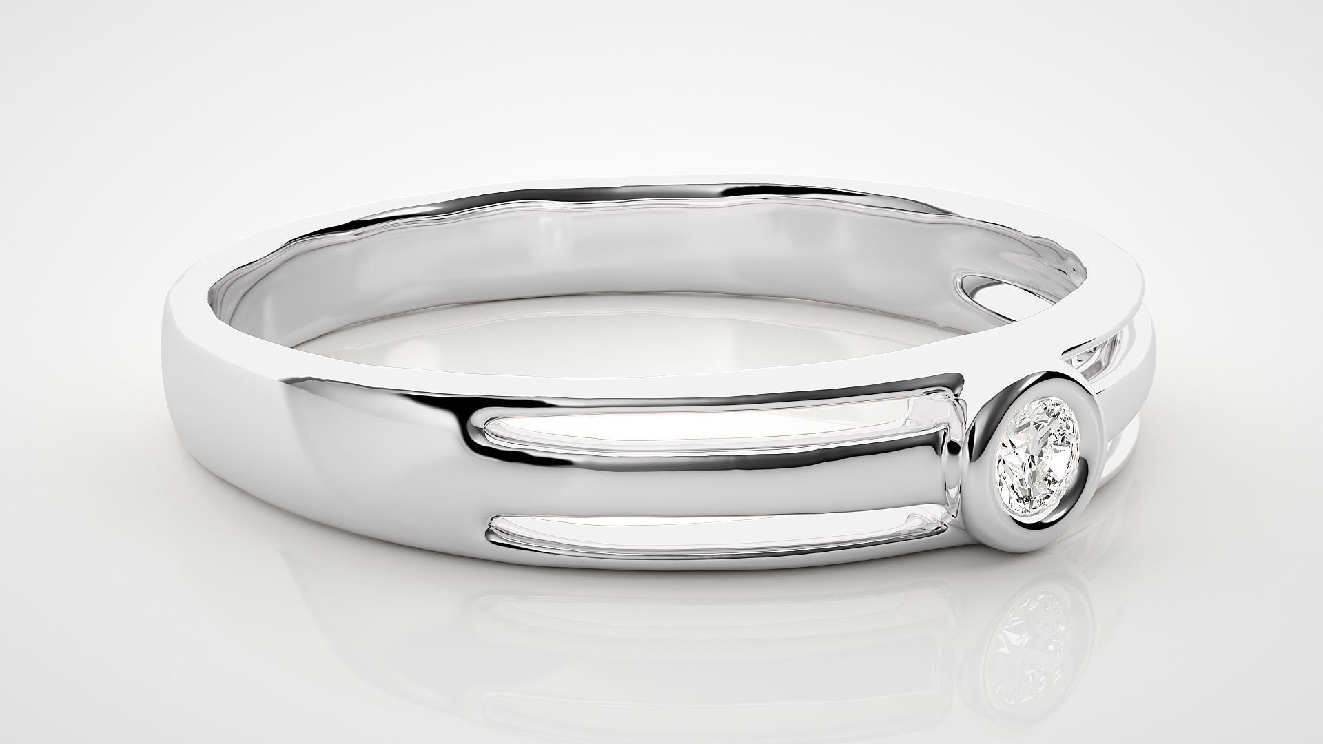 Single diamond Women solitaire ring 3dm stl render detail 3D print model_5